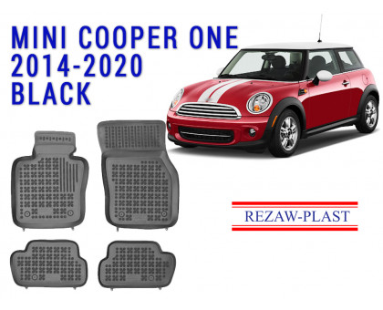REZAW PLAST Rubber Floor Liners for Mini Cooper One 2014-2020 Anti-Slip Black