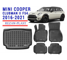 Rezaw-Plast Floor Mats Trunk Liner Set for Mini Cooper Clubman II F54 2016-2021 Black