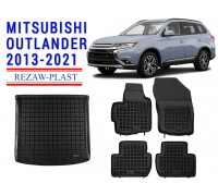 REZAW PLAST Floor Mats Set for Mitsubishi Outlander 2013-2021 All Weather Black 