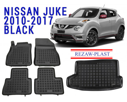 REZAW PLAST Floor Liners Set for Nissan Juke 2010-2017 Durable Black 