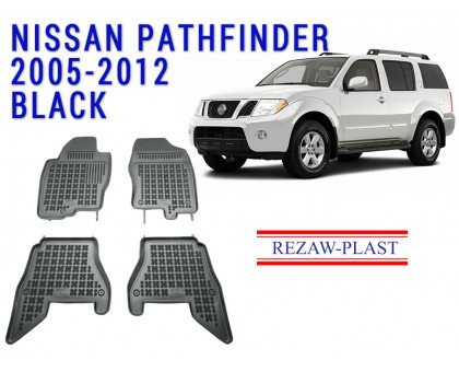 REZAW PLAST Custom Fit Floor Mats for Nissan Pathfinder 2005-2012 Odorless Black