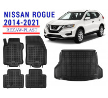 Rezaw-Plast Floor Mats Trunk Liner Set for Nissan Rogue 2014-2021 Black