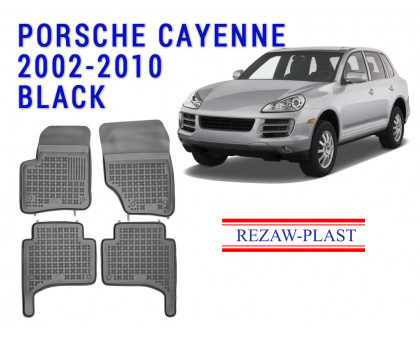 REZAW PLAST Rubber SUV Mats for Porsche Cayenne 2002-2010 Odorless Black