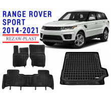 Rezaw-Plast Floor Mats Trunk Liner Set for Range Rover Sport 2014-2021 Black