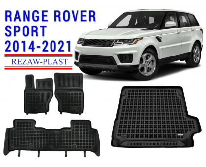 REZAW PLAST Floor Mats Set for Range Rover Sport 2014-2021 All Season Black 