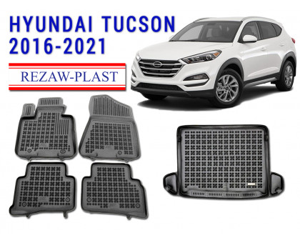 REZAW PLAST Floor Liners Set for Hyundai Tucson 2016-2021 Odorless Black 