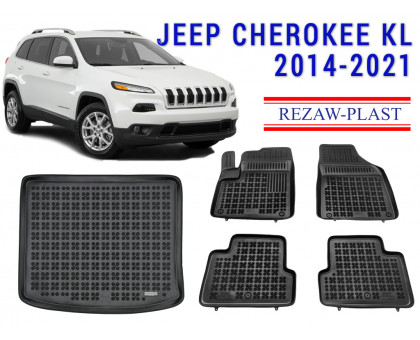 REZAW PLAST Floor Mats Set for Jeep Cherokee KL 2014-2021 Durable Protection Odor