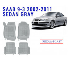 Rezaw-Plast Rubber Floor Mats Set for Saab 9-3 2002-2011 Sedan Gray