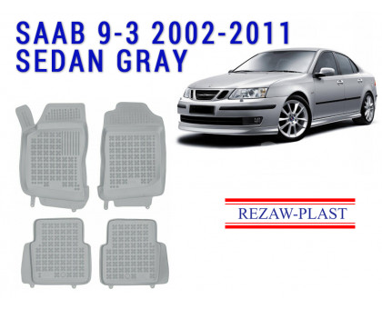 REZAW PLAST Custom Fit Floor Mats for Saab 9-3 2002-2011 Sedan All-Weather Odorless