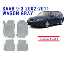 Rezaw-Plast Rubber Floor Mats Set for Saab 9-3 2002-2011 Wagon Gray