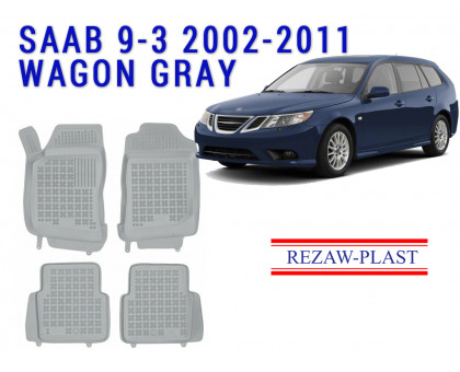 REZAW PLAST Rubber Mats for Saab 9-3 2002-2011 Wagon - Easy Cleaning Anti-Slip