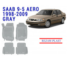 Rezaw-Plast Rubber Floor Mats Set for Saab 9-5 Aero 1998-2009 Gray