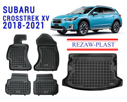 Rezaw-Plast Floor Mats Trunk Liner Set for Subaru Crosstrek XV 2018-2021 Black