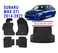 REZAW PLAST Premium Car Mats Set for Subaru WRX STI 2014-2021 All Season Black