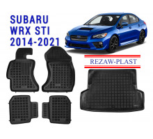 Rezaw-Plast Floor Mats Trunk Liner Set for Subaru WRX STI 2014-2021 Black
