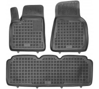 Rezaw-Plast Rubber Floor Mats for 2017-2024 Tesla Model 3 Car Mats Black