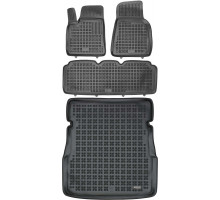 Rezaw-Plast Rubber Car Mats for 2012-2024 Tesla Model S Floor Mats & Cargo Mat Black