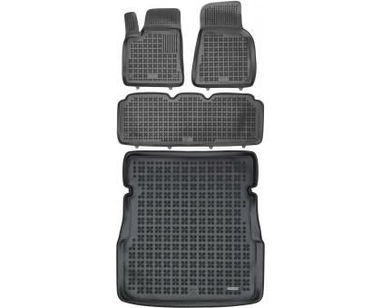 Rezaw-Plast Rubber Car Mats for 2012-2024 Tesla Model S Floor Mats & Cargo Mat Black