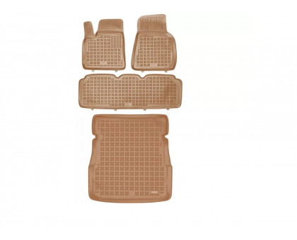 Rezaw-Plast Floor Mats for 2012-2024 Tesla Model S Car Mats & Cargo Mat Anti-Slip Beige