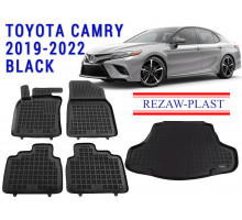 Rezaw-Plast Floor Mats Trunk Liner Set for Toyota Camry 2019-2021 Black