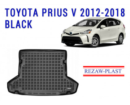 REZAW PLAST Top-Quality Cargo Mat for Toyota Prius V 2012-2018 Odorless Black 