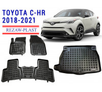 Rezaw-Plast Floor Mats Trunk Liner Set for Toyota C-HR 2018-2021 Black