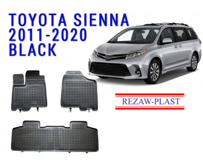 REZAW PLAST Premium Floor Mats for Toyota Sienna 2011-2020 Anti-Slip Black