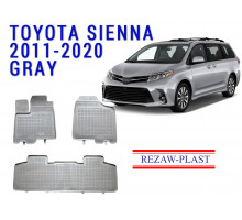 Rezaw-Plast  Rubber Floor Mats Set for Toyota Sienna 2011-2020 Gray 2 Rows 