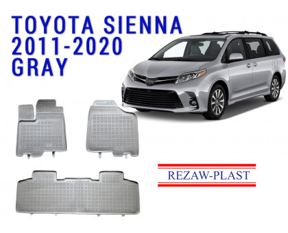 REZAW PLAST Rubber Mats for Toyota Sienna 2011-2020 Waterproof Gray
