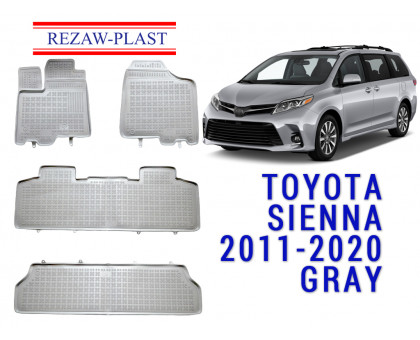 REZAW PLAST Floor Liners Set for Toyota Sienna 2011-2020 All Season Gray