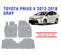 Rezaw-Plast Rubber Floor Mats Set for Toyota Prius V 2012-2018 Gray