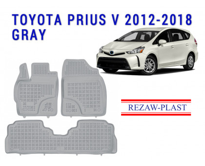 REZAW PLAST Floor Mats for Toyota Prius V 2012-2018  Waterproof Gray