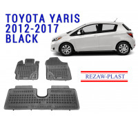 Rezaw-Plast  Rubber Floor Mats Set for Toyota Yaris 2012-2017 Black