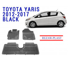 Rezaw-Plast  Rubber Floor Mats Set for Toyota Yaris 2012-2017 Black