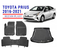 REZAW PLAST Rubber Mats for Toyota Prius 2016-2021 Floor Mats Set, High-Quality Material