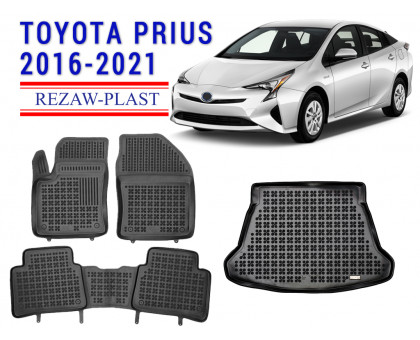 REZAW PLAST Rubber Mats for Toyota Prius 2016-2021 Floor Mats Set, High-Quality Material