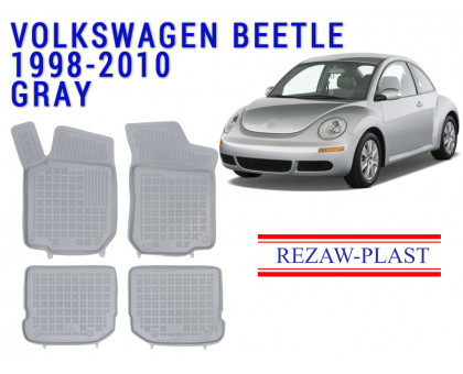 REZAW PLAST Rubber Floor Mats for Volkswagen Beetle 1998-2010 Waterproof Gray