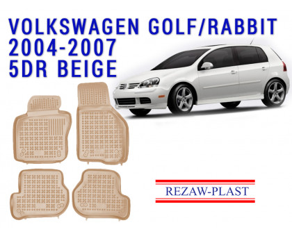 REZAW PLAST Premium Floor Mats for Volkswagen Golf/Rabbit 2004-2007 Anti-Slip Beige