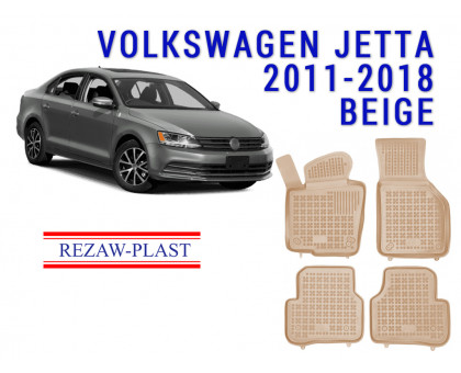 REZAW PLAST All-Weather Floor Mats for Volkswagen Jetta 2011-2018 Custom Fit Beige 