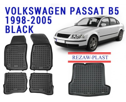 REZAW PLAST Auto Liners Set for Volkswagen Passat 1998-2005 B5 Sedan Custom Fit Black
