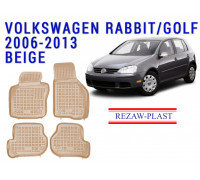 REZAW PLAST Floor Liners for Volkswagen Golf/Rabbit 2006-2013 All Weather Beige