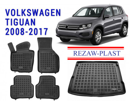 REZAW PLAST Custom Fit Floor Mats for Volkswagen Tiguan 2008-2017 All Weather Black