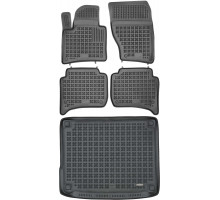 Rezaw-Plast Floor Mats for 2010-2018 Volkswagen Touareg Car Mats & Cargo Mat Anti-Slip Black