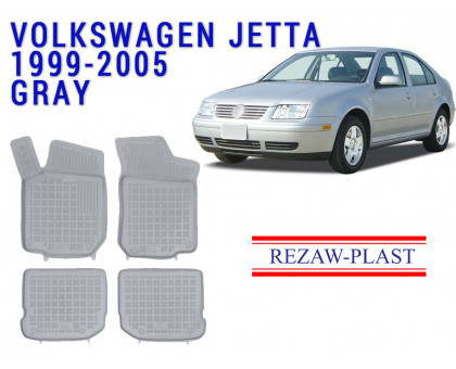REZAW PLAST Rubber Car Mats for Volkswagen Jetta 1999-2005 Odorless Gray