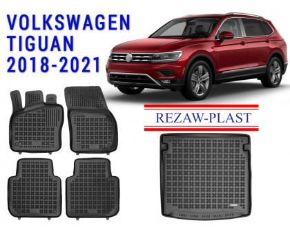 REZAW PLAST Floor Mats Set for SUV Heavy-Duty Mat Set for Volkswagen Tiguan 2018-2021 Odor