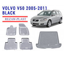 Rezaw-Plast  Floor Mats Trunk Liner Set for Volvo V50 2005-2011 Wagon Gray