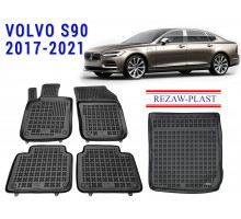 REZAW PLAST Rubber Mats for Volvo S90 2017-2021 Anti-Slip Black