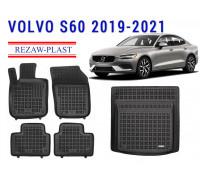 REZAW PLAST Premium Floor Liners for Volvo S60 2019-2021 All Season Black 