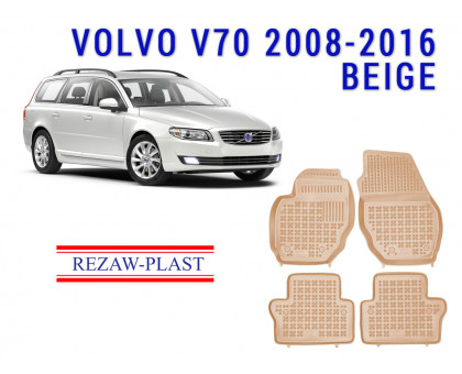 REZAW PLAST All-Weather Rubber Mats for Volvo V70 2008-2016 All Season Beige