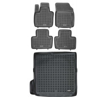 Rezaw-Plast Floor Mats for 2016-2023 Volvo XC90 Car Mats & Cargo Mat Anti-Slip Black